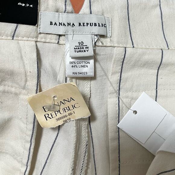 Banana Republic Linen Blend Stripe Bermuda Shorts Size 10 White Coastal Nautical - Picture 8 of 9